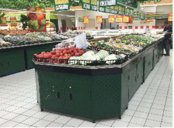 Aceally's fruit and vegetable rack for supermarket