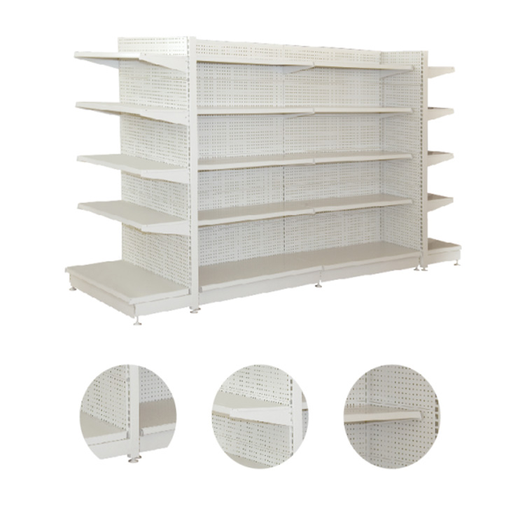 Perforated gondola shelving for retail