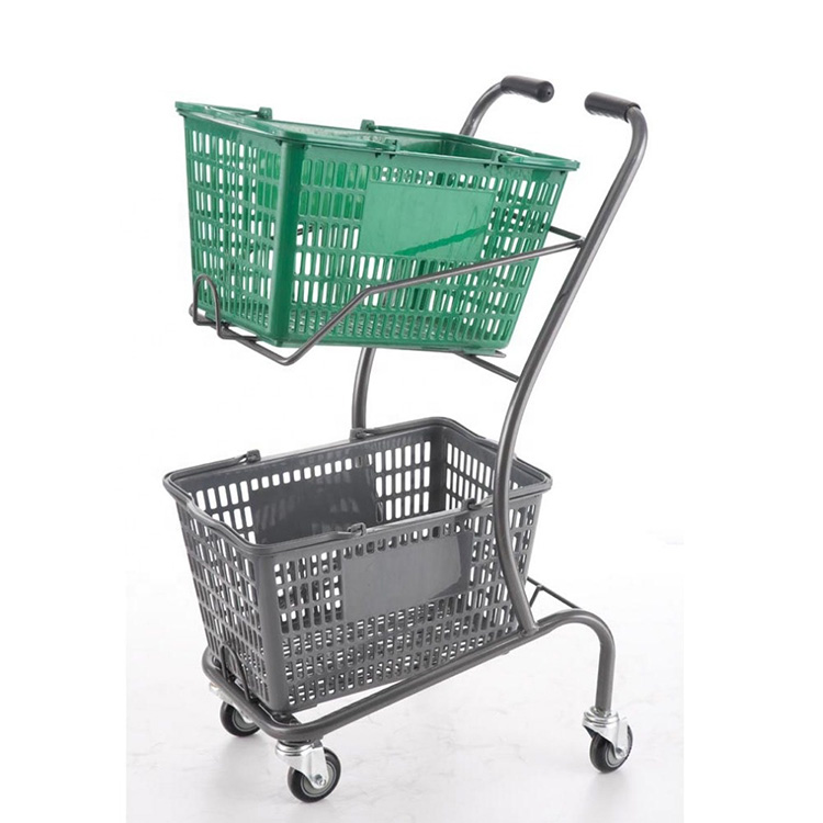 Plastic shopping basket trolley