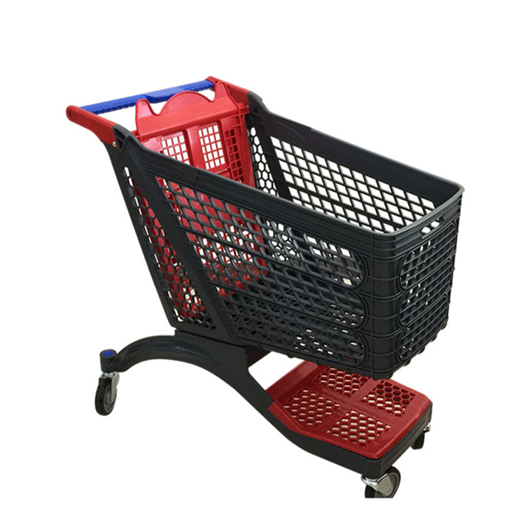 Portable plastic shopping basket cart