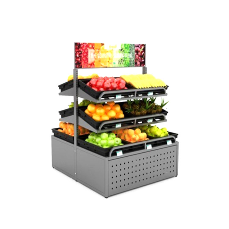 Supermarket fruit and vegetable display shelf