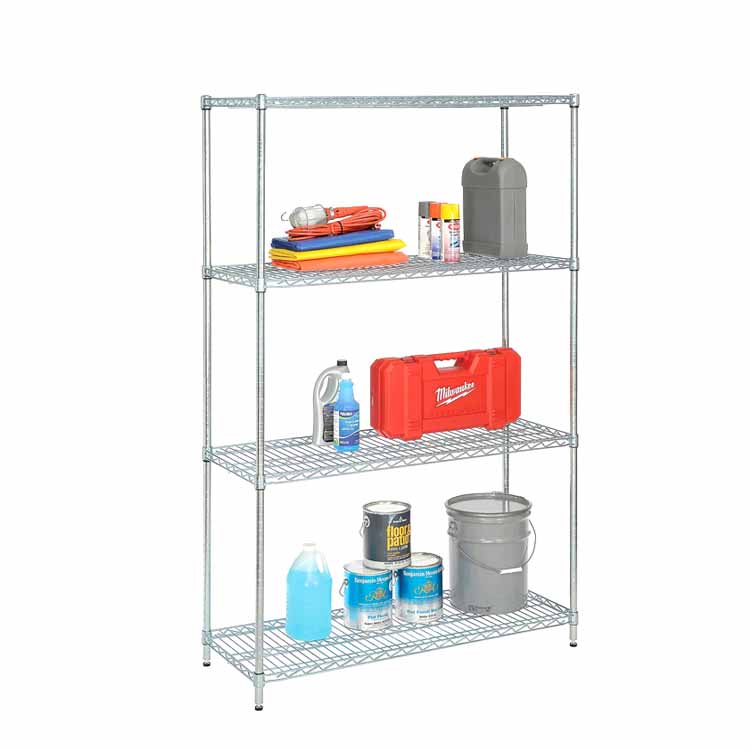 Industrial storage chrome wire shelving