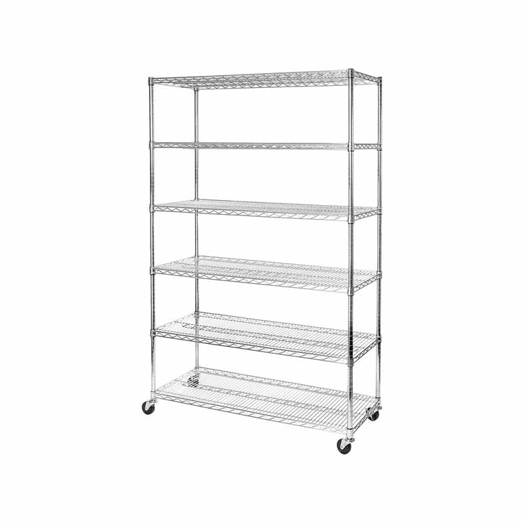 Stainless steel wire mesh shelving with wheels
