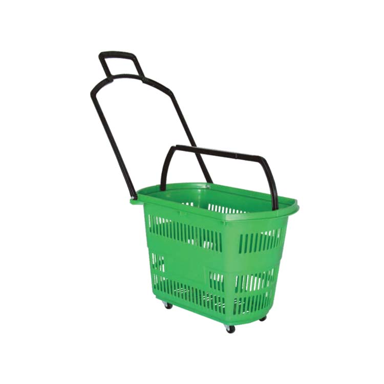 Store hand pull shopping plastic trolley cart