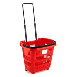 Shopping basket with wheels and handles