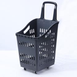 Plastic Supermarket Shopping Basket With Wheels Wholesale