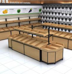 Simple model supermarket fruit and vegetable steel-wood display shelves